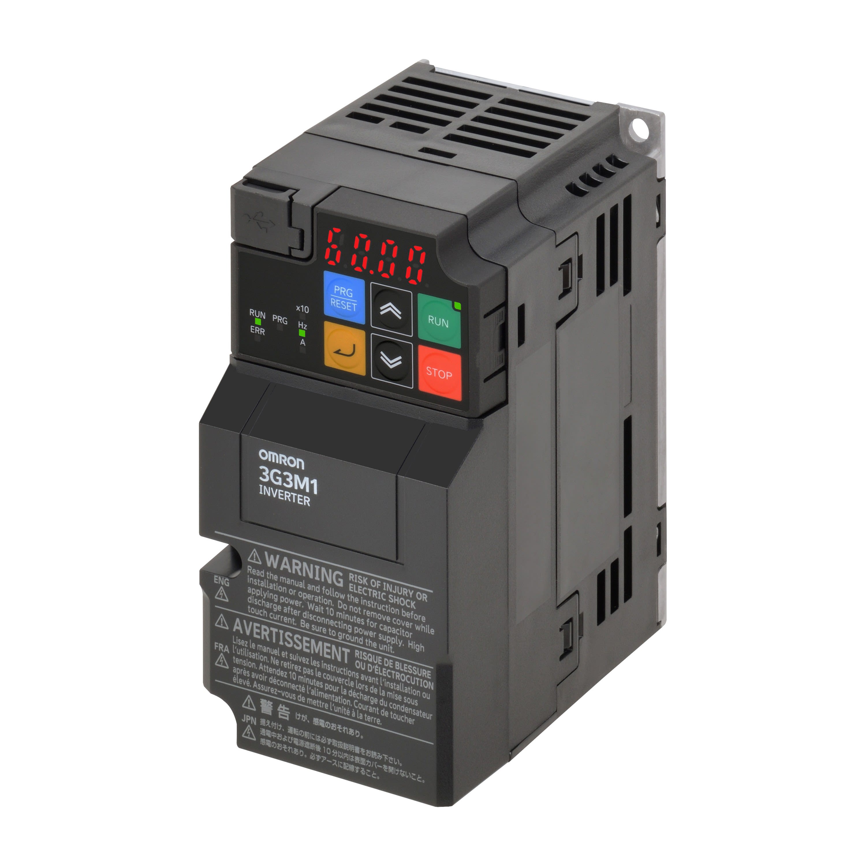 Omron - M1 AC Drive, 0,7/1,1 kW (HD/ND), 5,0/6,0 A (HD/ND), 200 VAC, entrée 1~