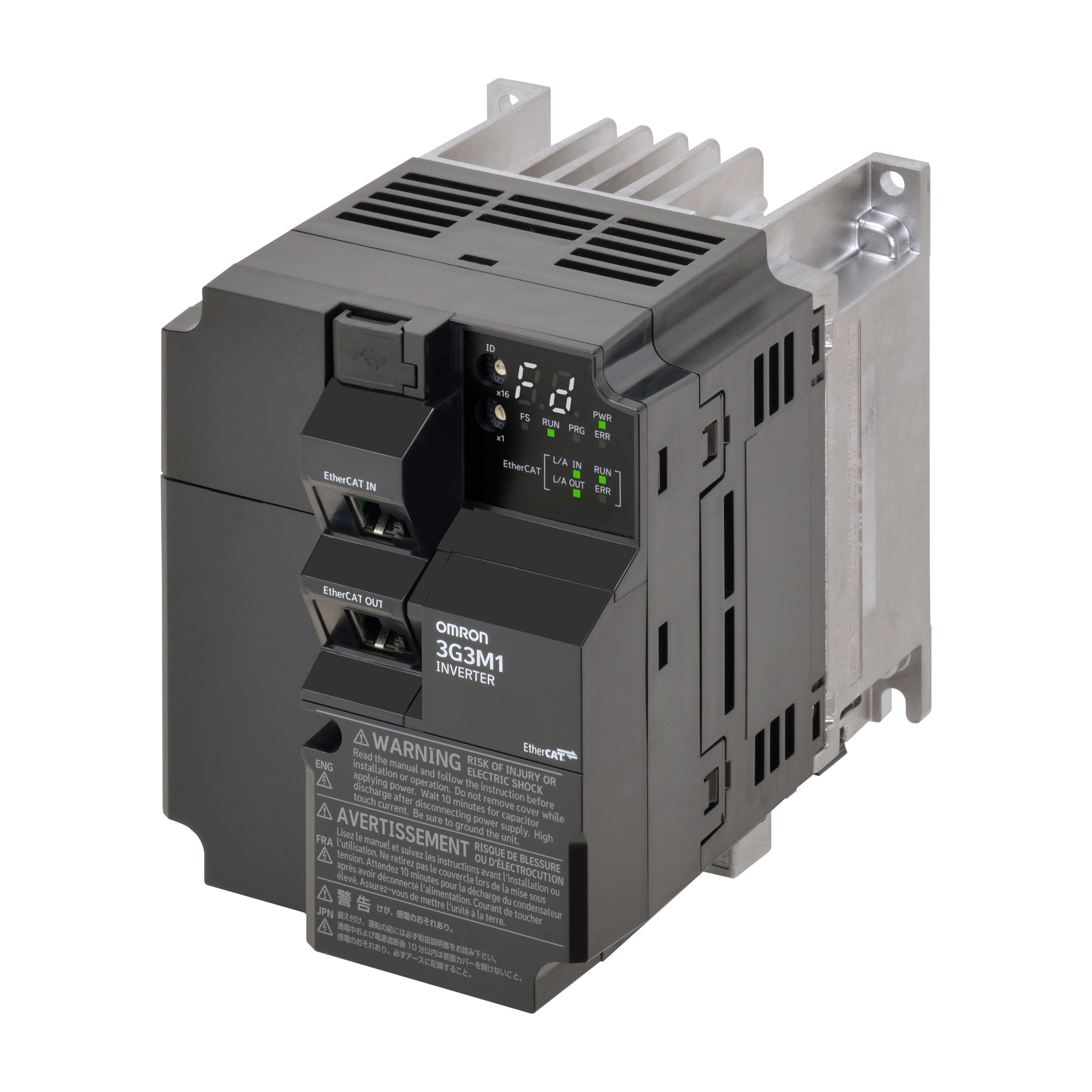 Omron - M1 AC Drive, 1.5/2,2 kW (HD/ND), 8,0/9,6 A (HD/ND), 200 VAC, entrée 1~