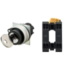 Omron - Bouton poussoir A22NK Ø22, type à clé S, 2 positions, lentille métal brossé, man