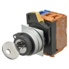 Omron - Bouton poussoir A22NK Ø22, type à clé S, 2 positions, lentille Métal brossé, AUT