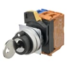 Omron - Bouton poussoir A22NK Ø22, type à clé S, 3 positions, lentille Métal brossé, Man