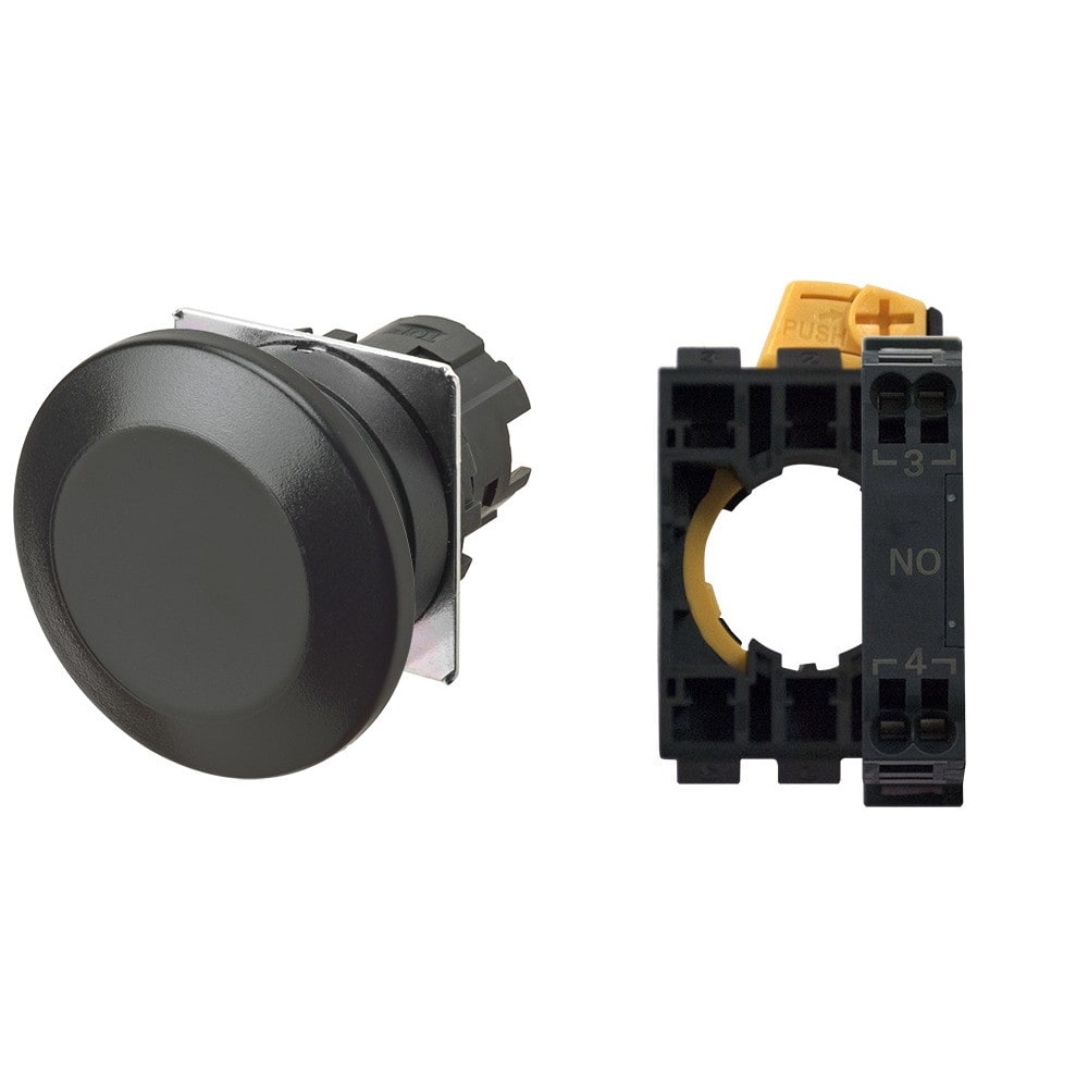 Omron - Bouton-poussoir A22NN Ø22, lentille plastique, coquille, momentané, capuchon opa