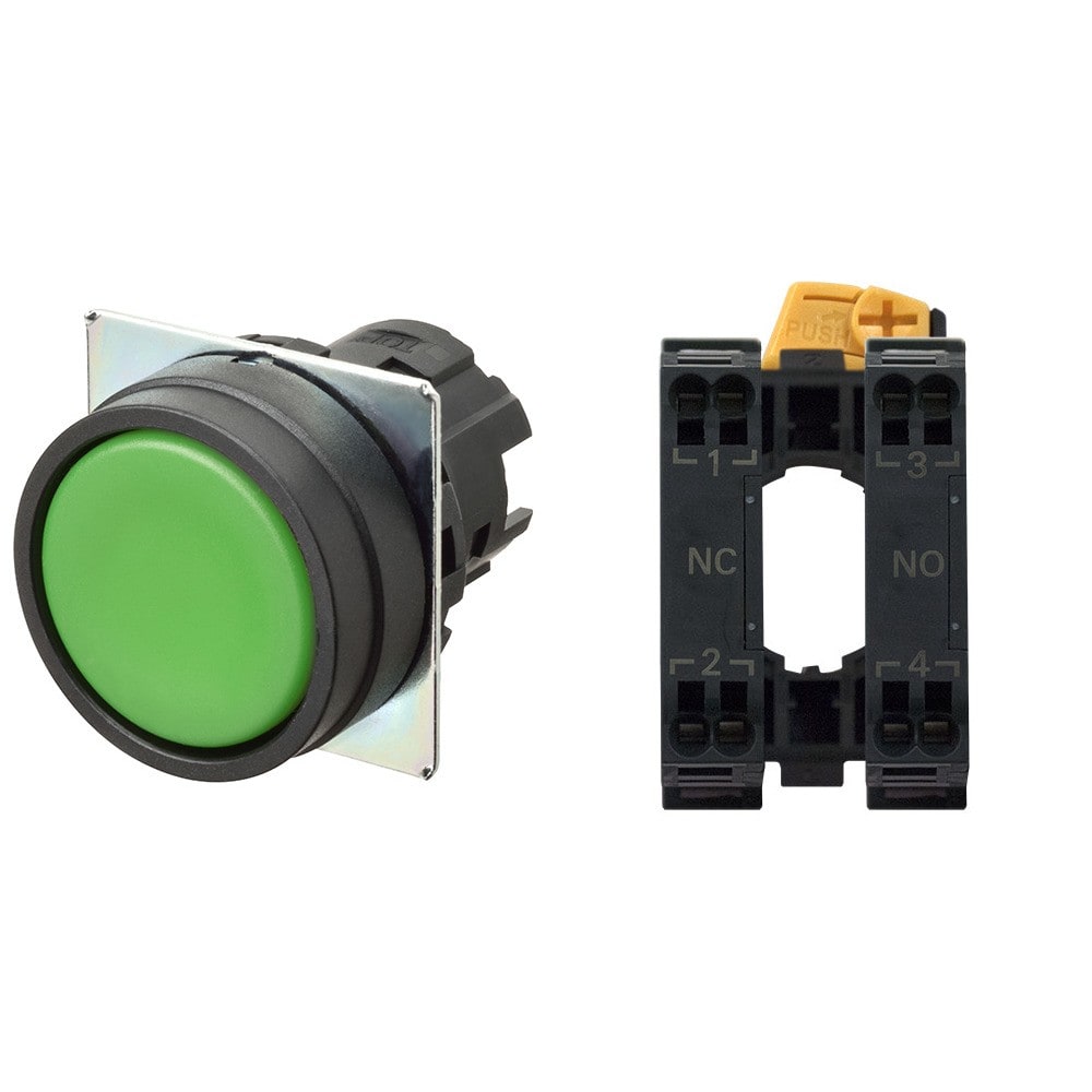 Omron - Bouton poussoir a22nn ø22, lentille plastique, plat, alterné, couleur bouton opa