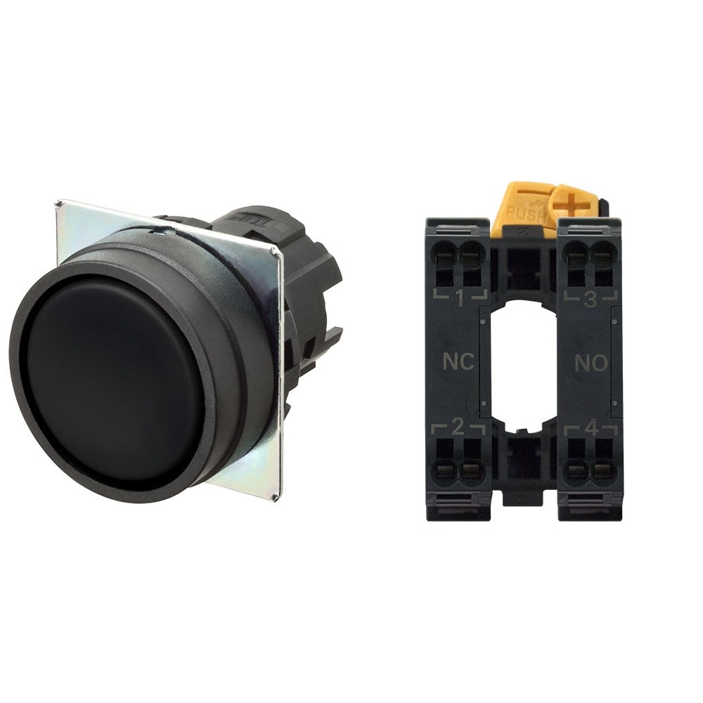 Omron - Bouton-poussoir A22NN Ø22, lentille plastique, plat, momentané, capuchon opaque