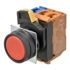 Omron - Bouton poussoir A22NN Ø22, lentille plastique, Plat, Momentané, Couleur bouton O