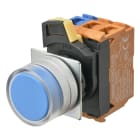 Omron - Bouton poussoir A22NN Ø22, lentille Métal brossé métal, Protégé, Momentané, Coul