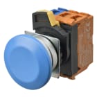 Omron - Bouton poussoir A22NN Ø22, lentille Métal brossé métal, Champignon, Alterné, Cou