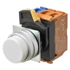 Omron - Bouton poussoir A22NN Ø22, lentille Métal brossé métal, Dépassant, Momentané, Co