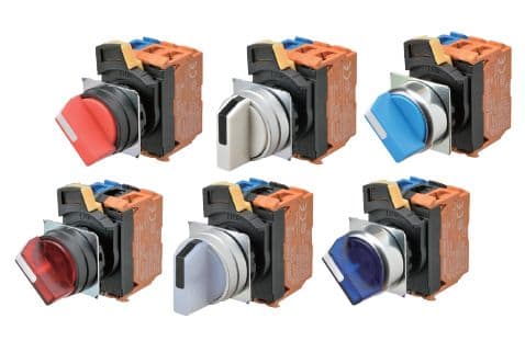 Omron - Bouton poussoir A22NS Ø22, 3 positions, Non lumineux, lentille Métal brossé méta