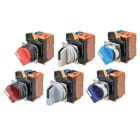 Omron - Bouton poussoir A22NS Ø22, 3 positions, Non lumineux, lentille Métal brossé méta