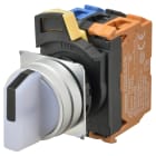 Omron - Bouton poussoir A22NW Ø22, 3 positions, Lumineux, lentille Métal brossé, AUTO RE