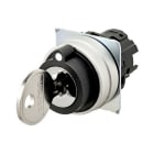Omron - Bouton poussoir A22NZ Ø22, type à clé S, 3 positions, lentille Métal brossé, AUT