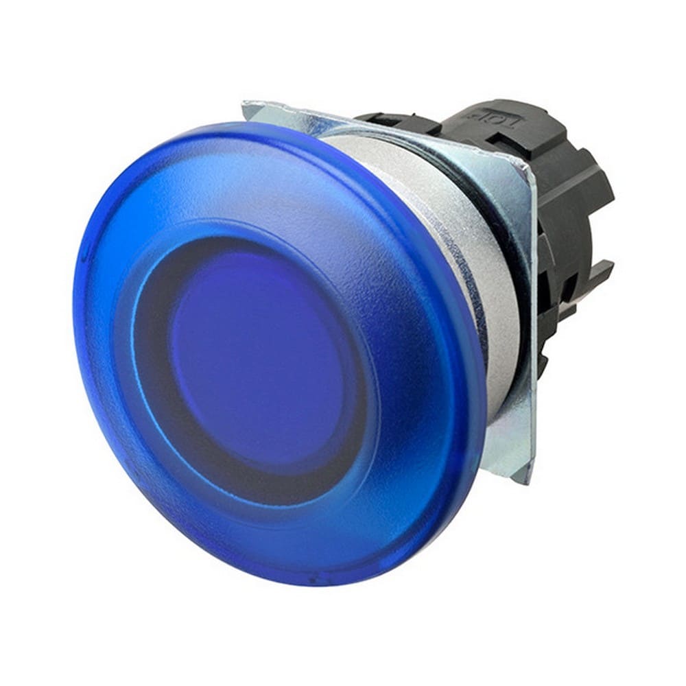 Omron - Bouton poussoir A22NZ Ø22, lentille Métal brossé métal, Champignon, Momentané, C