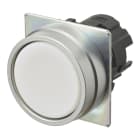Omron - Bouton poussoir A22NZ Ø22, lentille Métal brossé métal, Plat, Momentané, Couleur