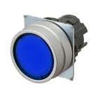 Omron - Bouton poussoir A22NZ Ø22, lentille Métal brossé métal, Plat, Momentané, Couleur