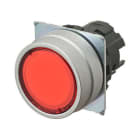 Omron - Bouton poussoir A22NZ Ø22, lentille Métal brossé métal, Plat, Momentané, Couleur