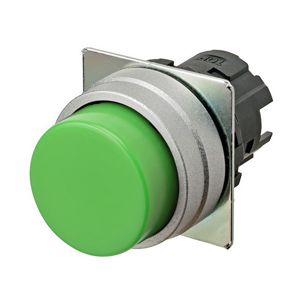 Omron - Bouton poussoir A22NZ Ø22, lentille Métal brossé métal, Dépassant, Alterné, Coul