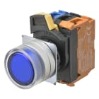 Omron - Bouton poussoir A22NL Ø22, lentille Métal brossé métal, Protégé, Alterné, Couleu