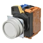 Omron - Bouton poussoir A22NL Ø22, lentille Métal brossé métal, Plat, Momentané, Couleur