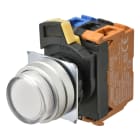 Omron - Bouton poussoir A22NL Ø22, lentille Métal brossé métal, Dépassant, Alterné, Coul