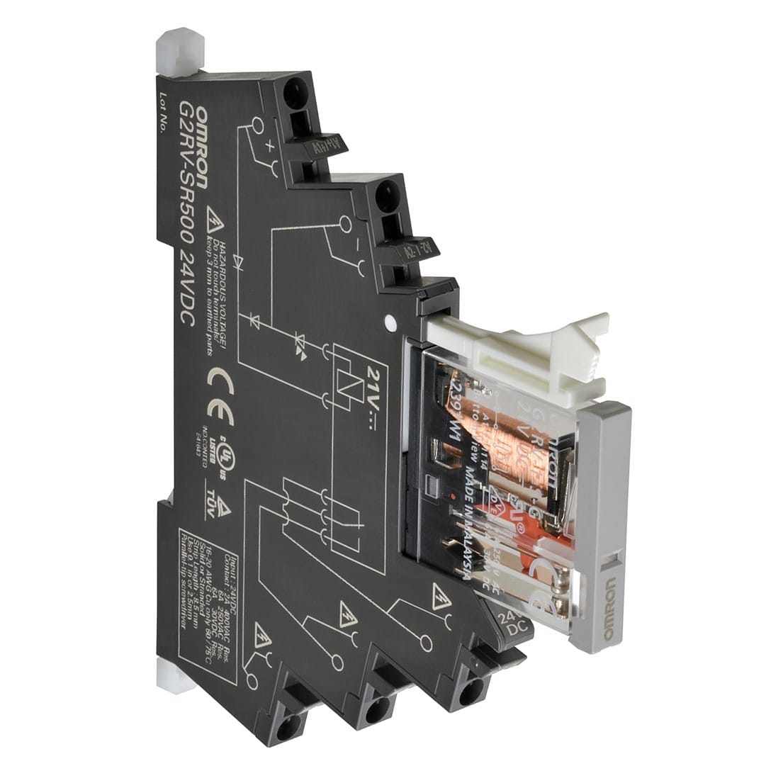Omron - Relais plat 6 mm avec socle, spdt, 50 ma, bornes push-in, 110 v c.a.