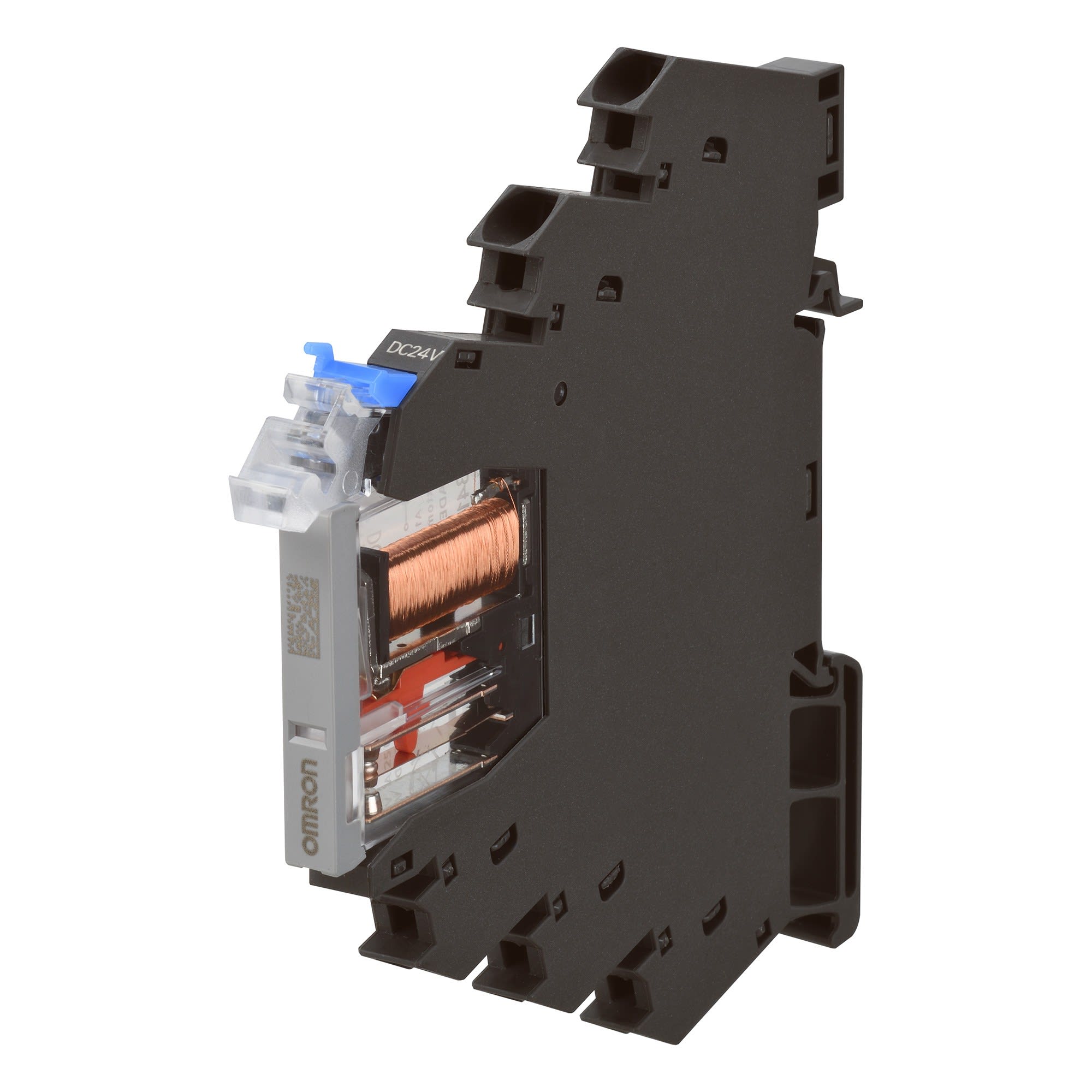 Omron - Slimline relay 6 mm incl. socket, SPDT, 6 A, Push-in terminals, 12 VDC