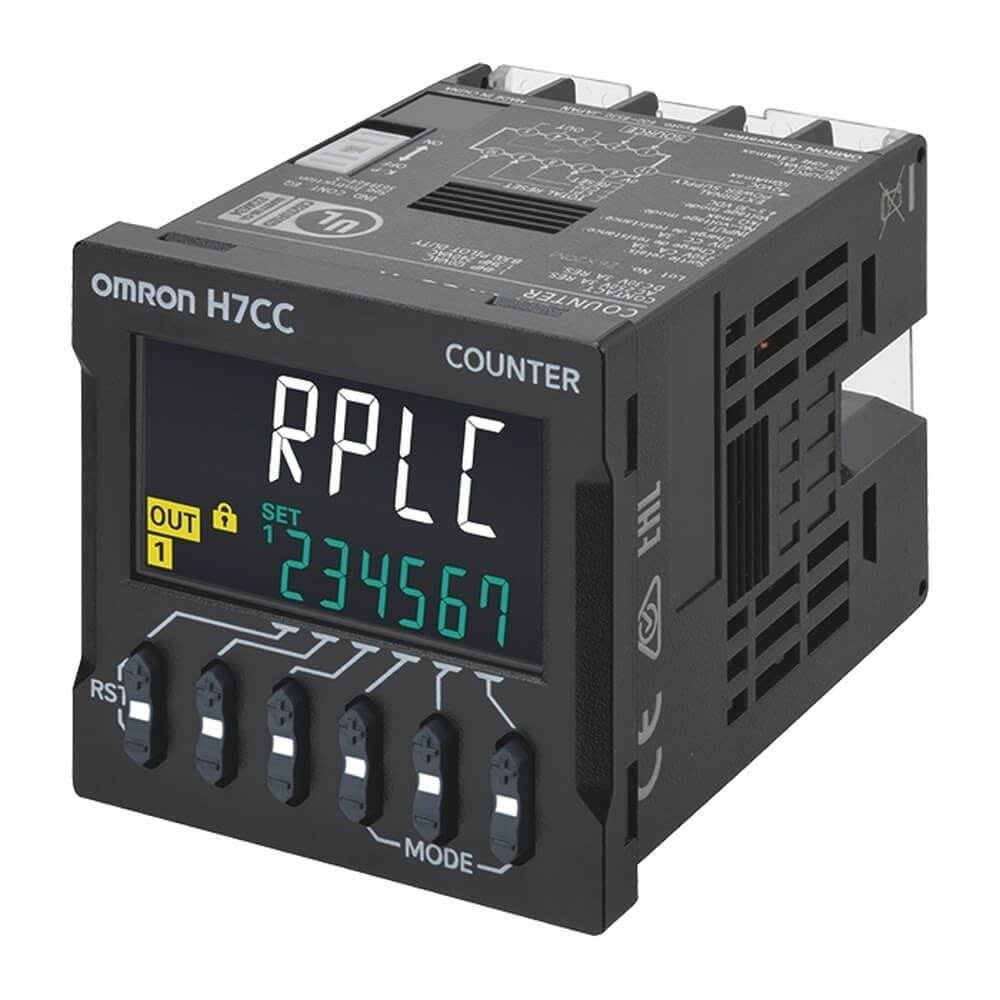 Omron - Compteur numérique 48 x 48 mm enfichable, bornes à vis, IP66, 6 chiffres de comp