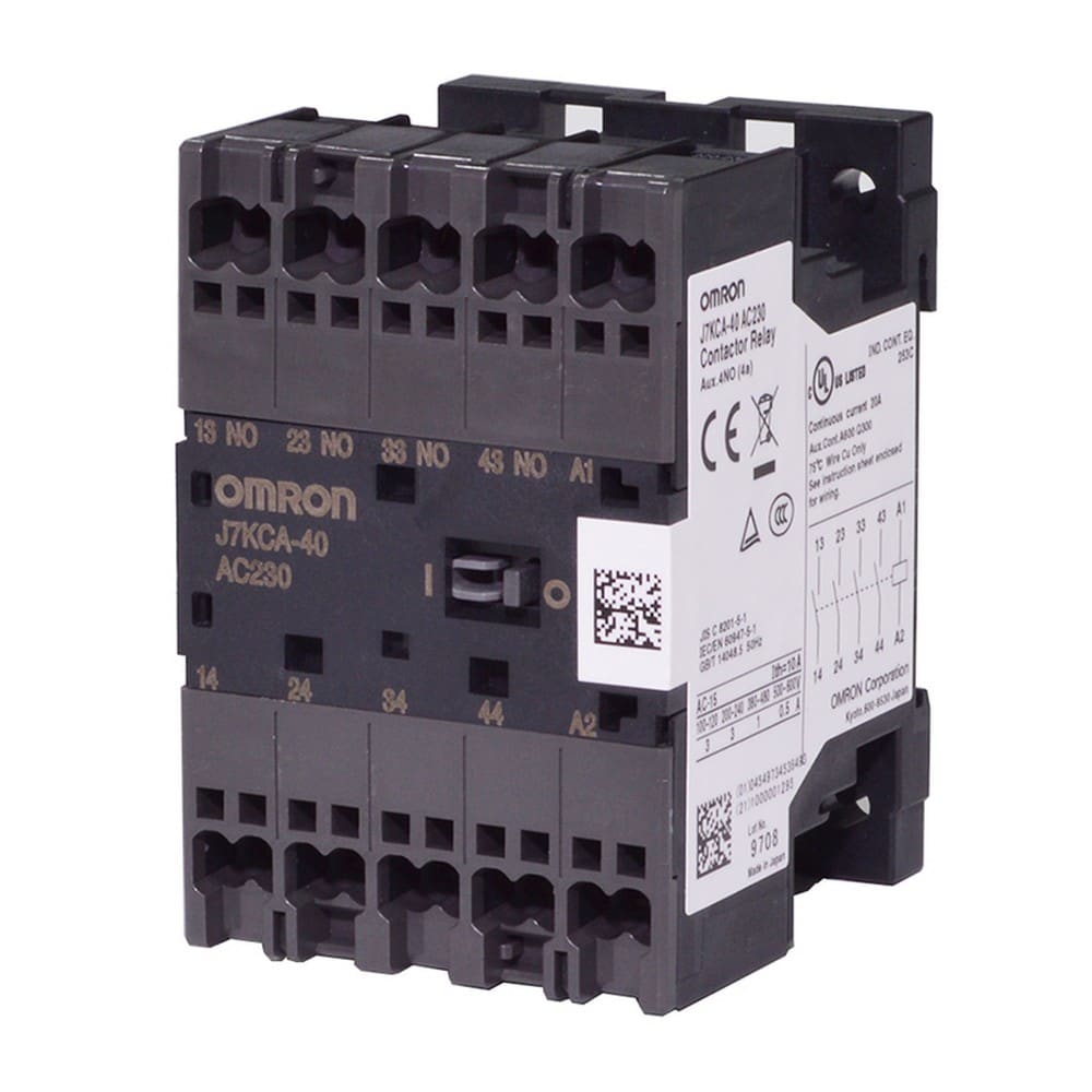 Omron - Contacteur à relais, 4 pôles, bornier à ressort Push-In Plus, 230 Vca, contacts: