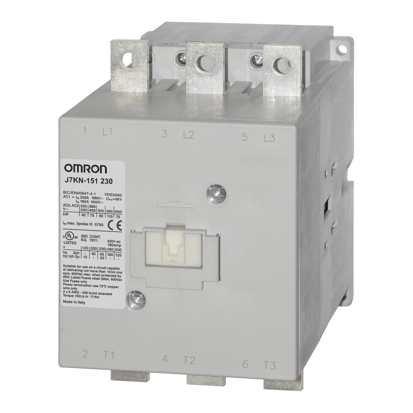 Omron - Contacteurs moteur, J7KN, 75 kW, 150 A (AC-3, 400 moteur 400 Vc.a.), module de b