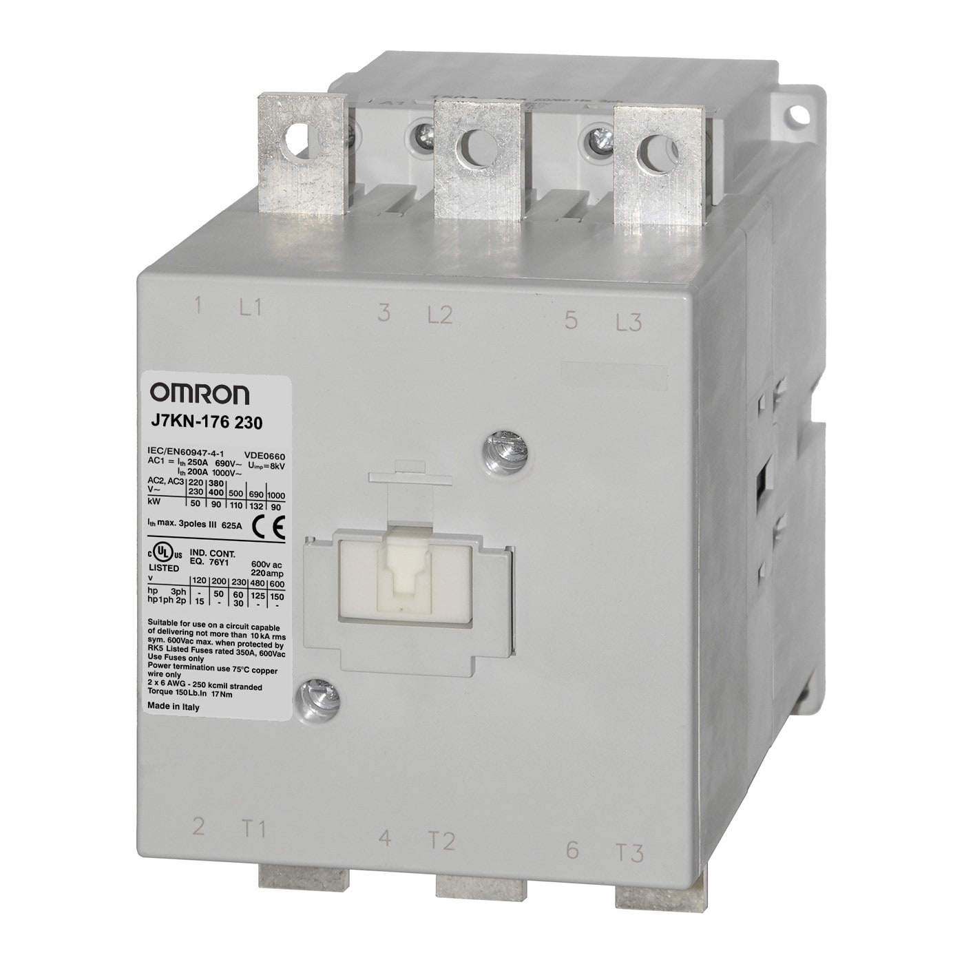 Omron - Contacteurs moteur, J7KN, 90 kW, 175 A (AC-3, 400 moteur 400 Vc.a.), module de b