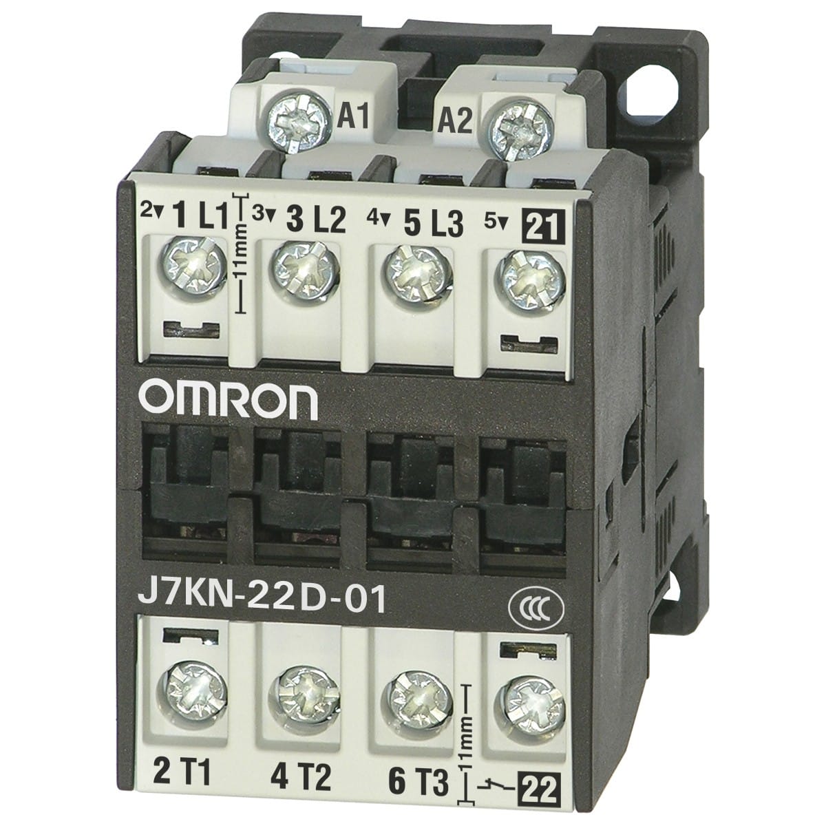 Omron - Contacteurs moteur, J7KN, 11 kW, 22 A (AC-3, 400 moteur 400 Vc.a.), module de ba