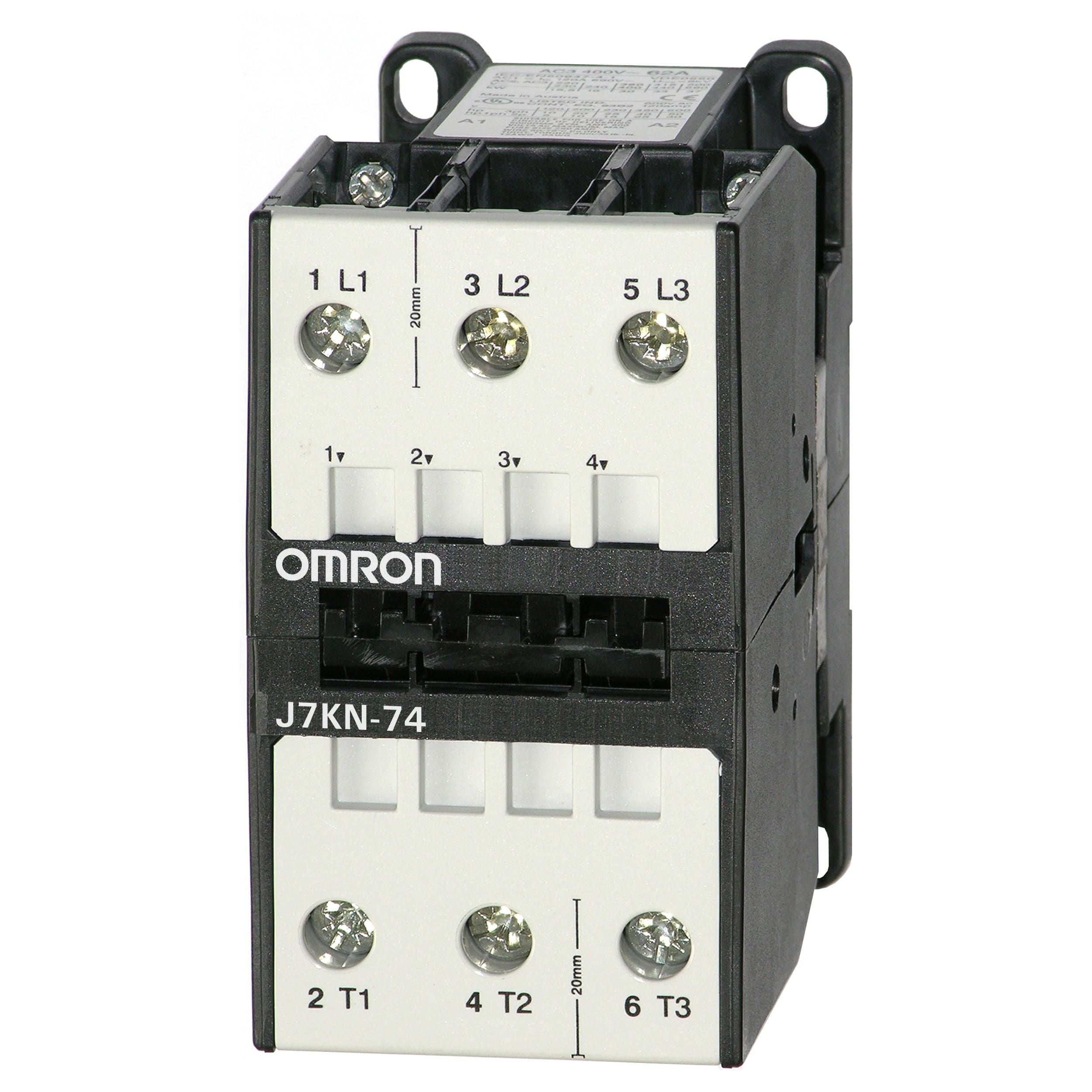 Omron - Contacteurs moteur, J7KN, 37 kW, 74 A (AC-3, 400 moteur 400 Vc.a.), module de ba