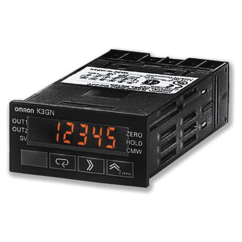 Omron - 48x24 mm, IP66, entrée Vc.c. mA/V ou impulsion NPN, 5 chiffres, vert et/ou rouge