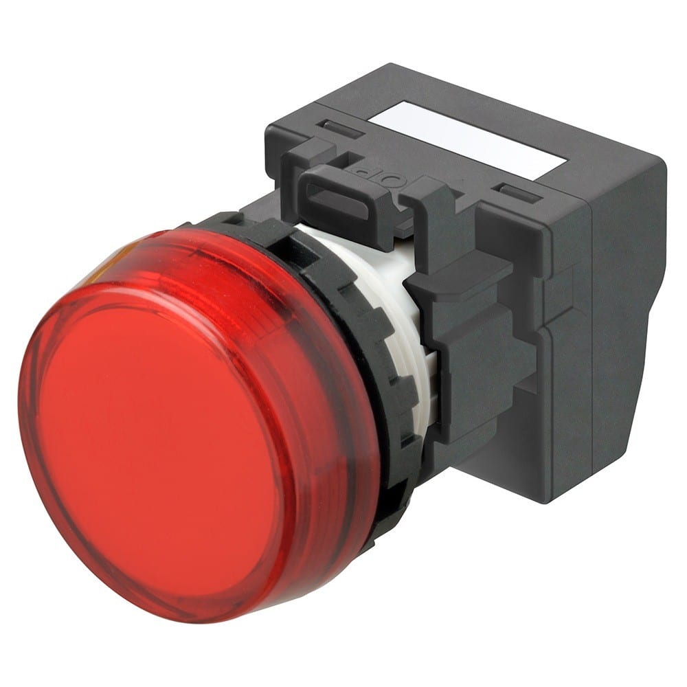 Omron - Bouton poussoir M22N, Plastique, Rouge, 24V, push-in