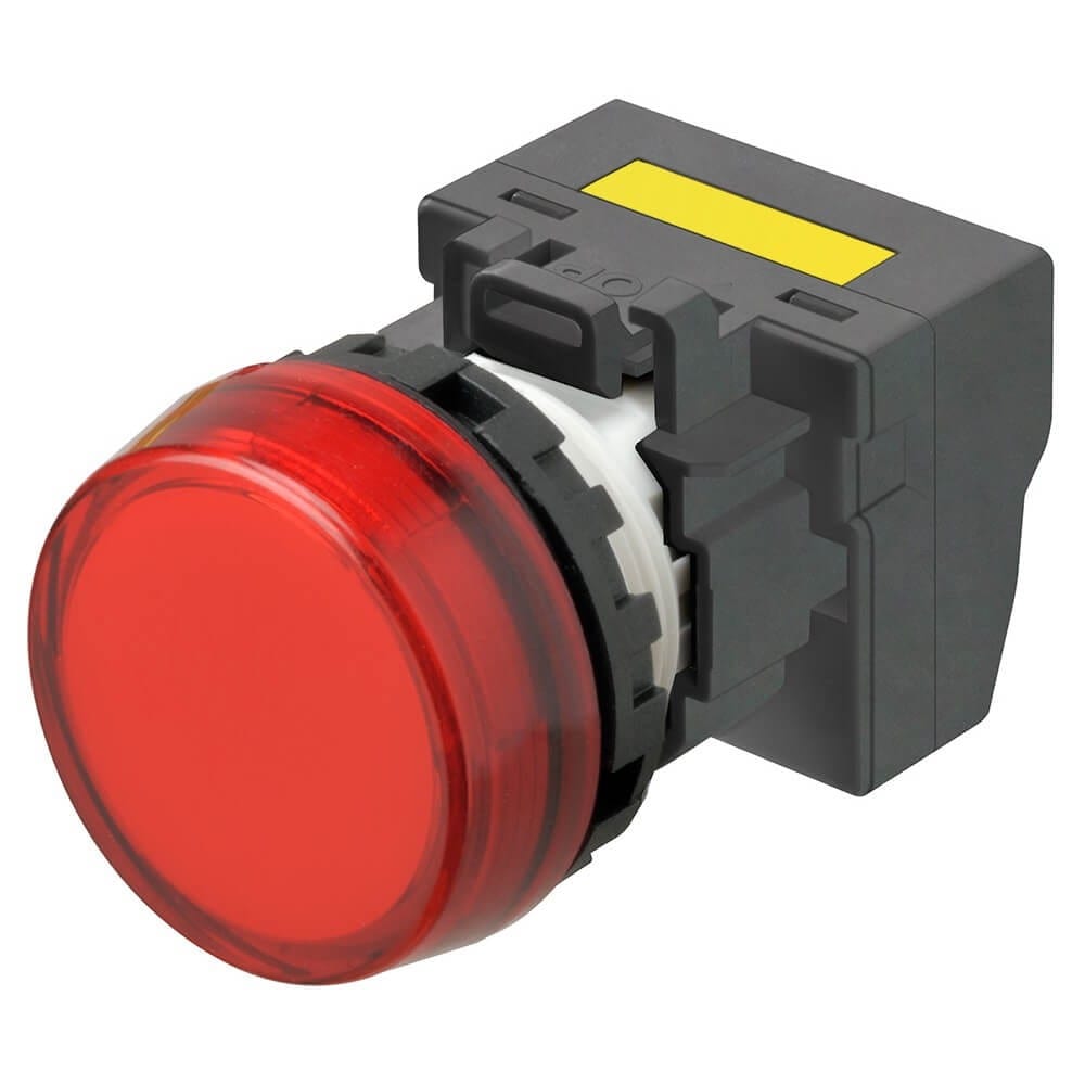 Omron - Bouton poussoir M22N, Plastique, Rouge, 220/230/240V AC, push-in