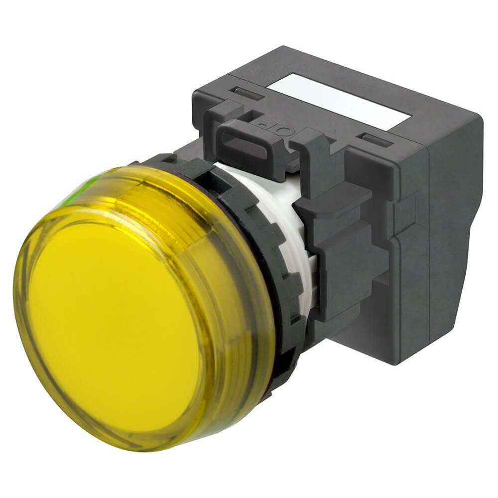 Omron - Bouton poussoir M22N, Plastique, Jaune, 24V, push-in