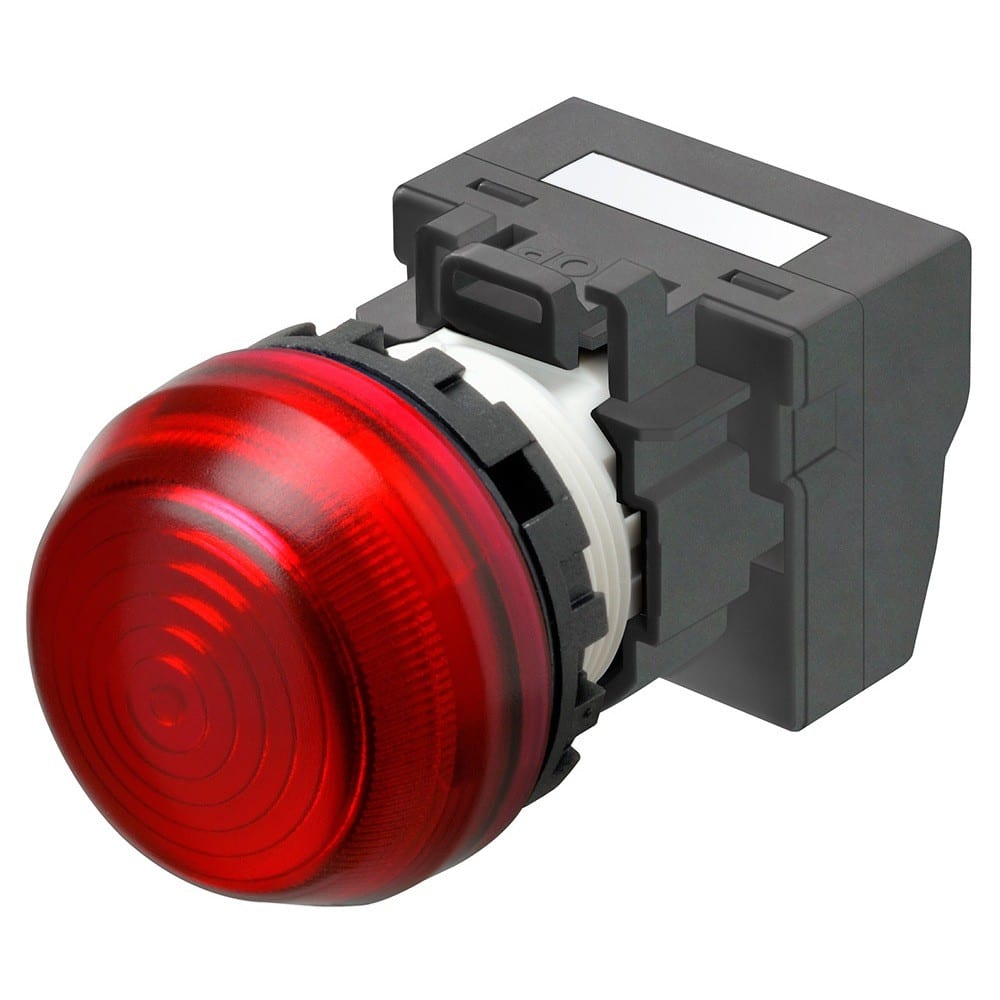 Omron - Bouton poussoir M22N, Plastique,  semi-sphérique, Rouge, 24V, push-in