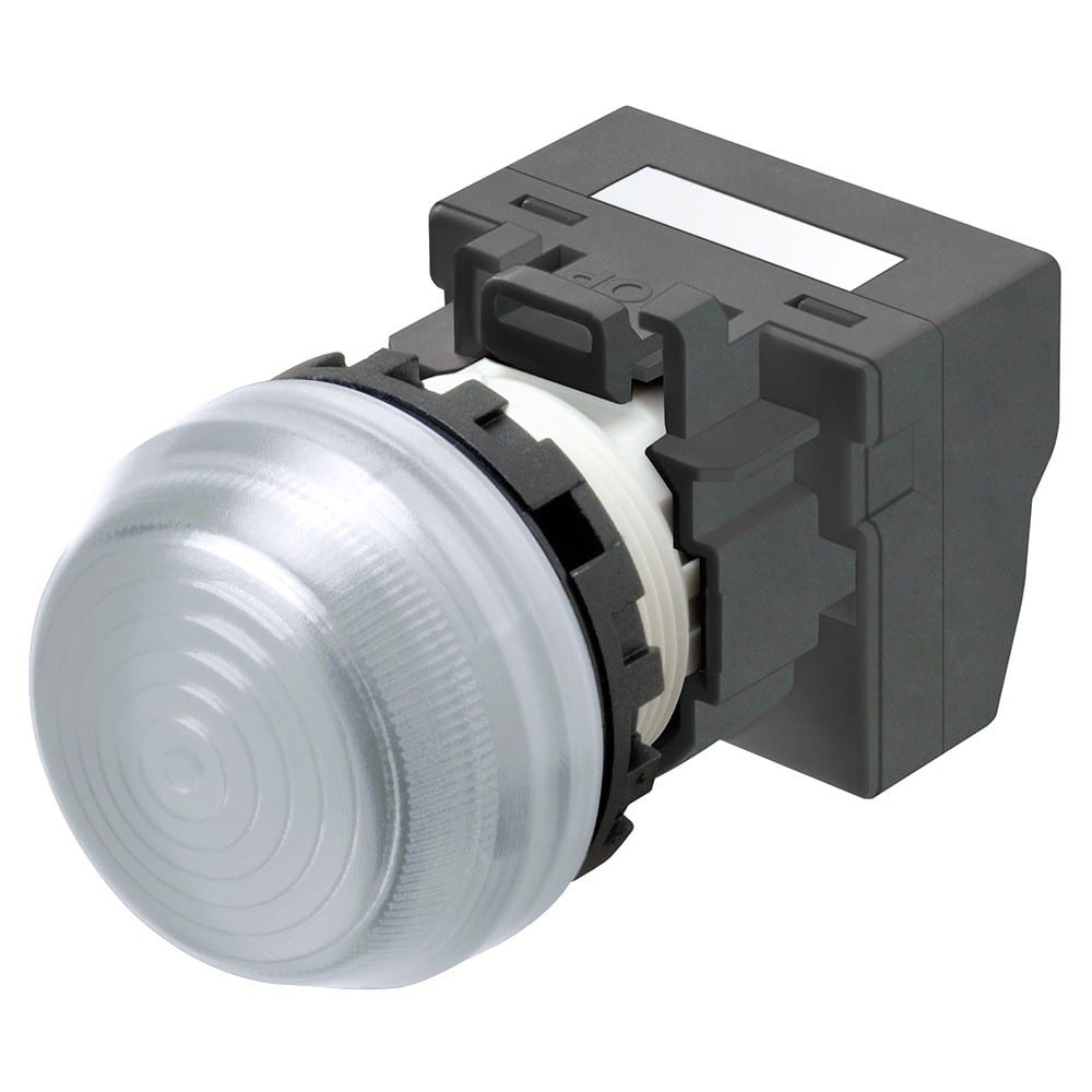 Omron - Bouton poussoir M22N, Plastique,  semi-sphérique, Blanc, 24V, push-in