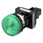 Omron - Indicateur M22N Plat, bouton Vert, DEL Verte, D VOLTAGE 200-240 VAC