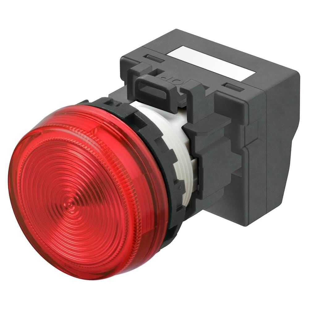 Omron - Bouton poussoir M22N, Plastique, Rouge, 24V, push-in