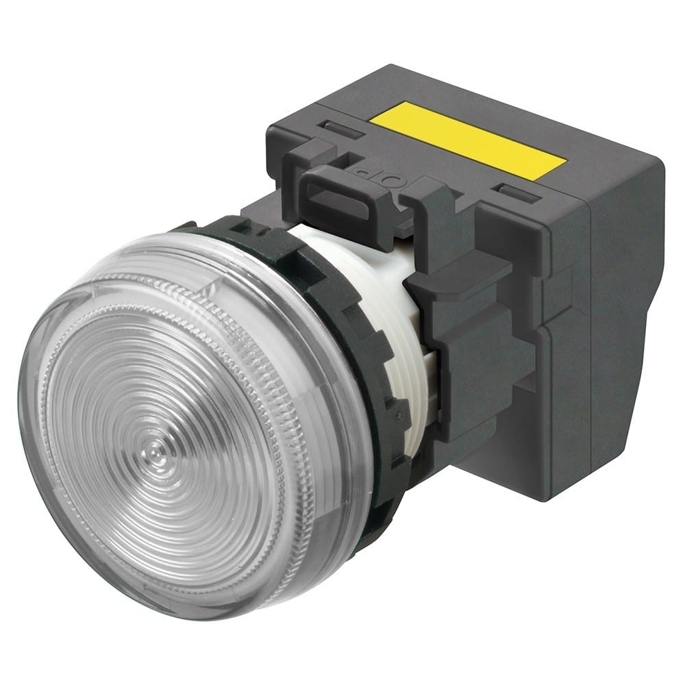 Omron - Bouton poussoir M22N, Plastique, Blanc, 220/230/240V AC, push-in