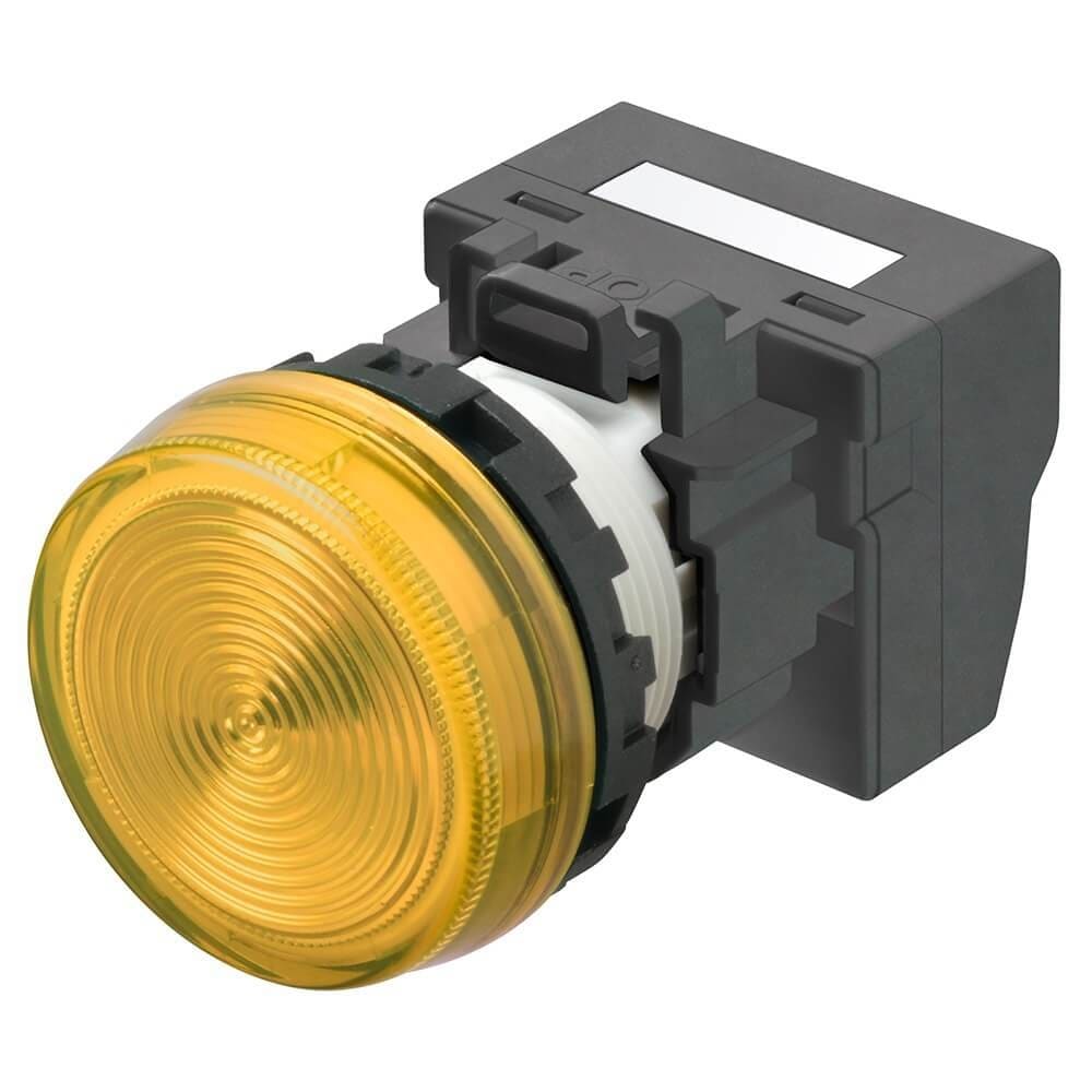 Omron - Bouton poussoir M22N, Plastique, Jaune, 24V, push-in