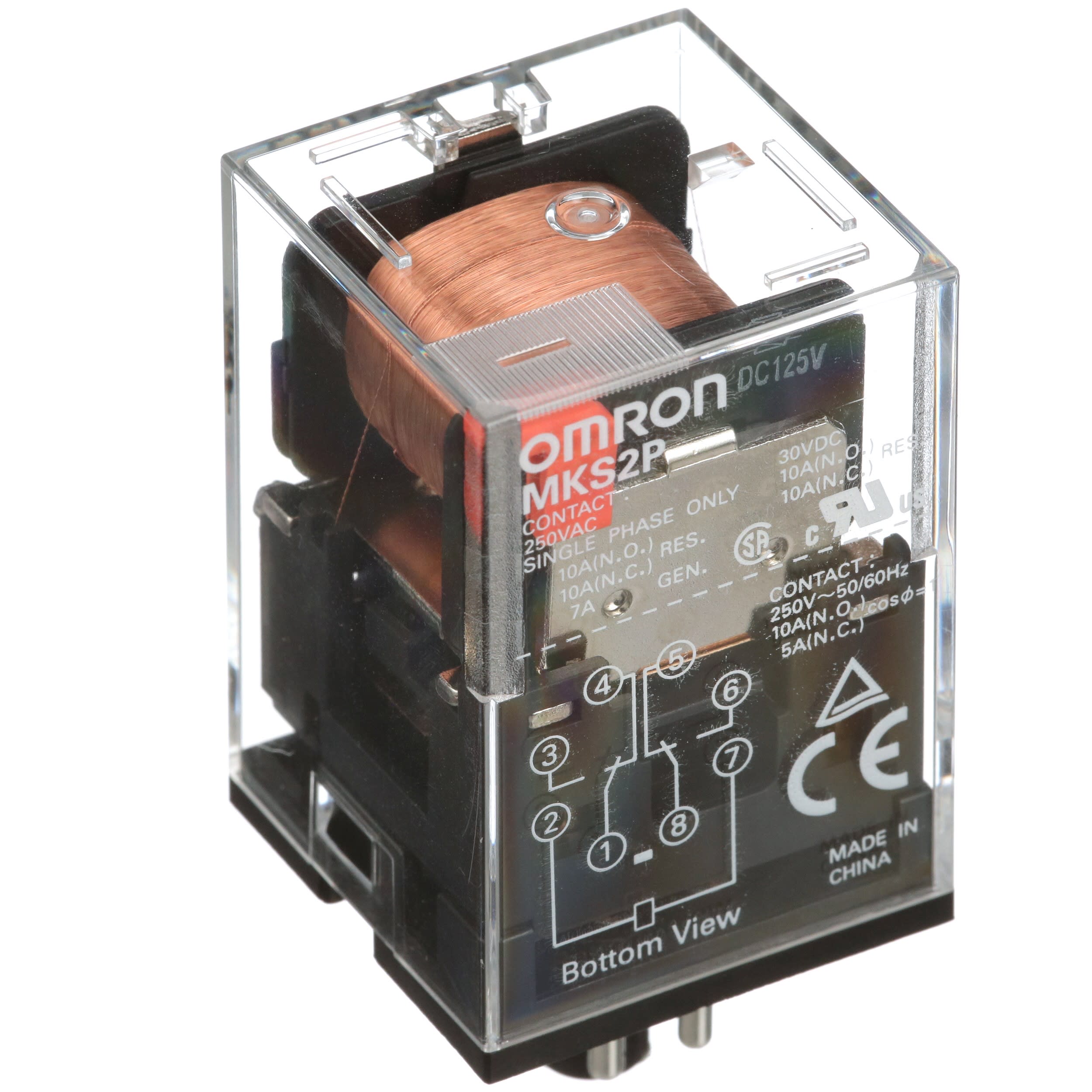 Omron - Relay, plug-in, 8-pin, DPDT, 10 A, mech indicator