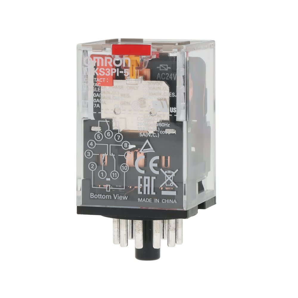 Omron - Relais, enfichable, 11 broches, 3PDT, 10 A, indicateur mécanique, bout