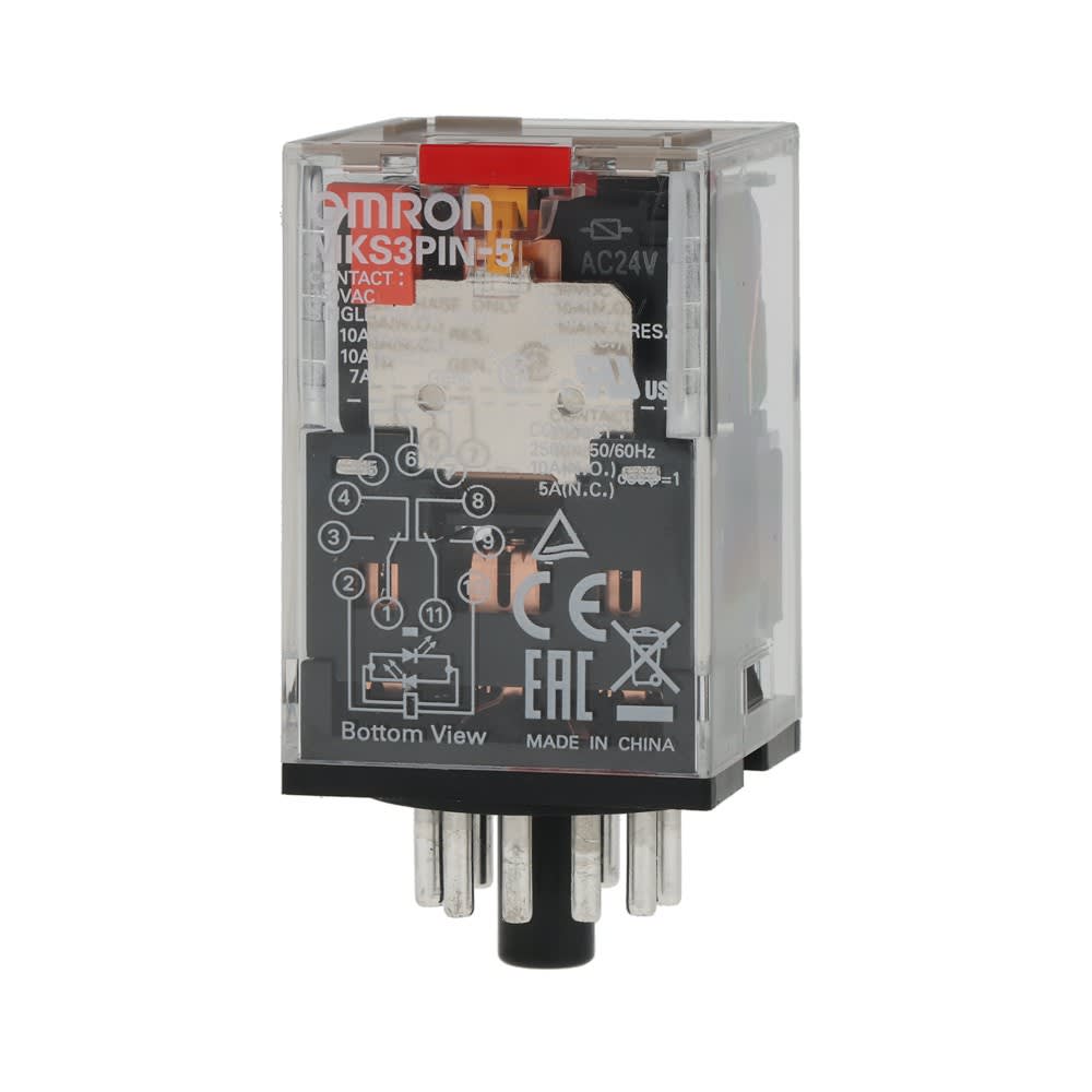 Omron - Relais, enfichable, 11 broches, 3PDT, 10 A, indicateur mécanique et LE