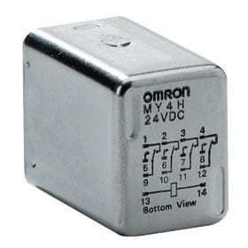 Omron - Hermetically-sealed relay, plug-in, 14-pin, 4PDT, 3 A, 24 VDC