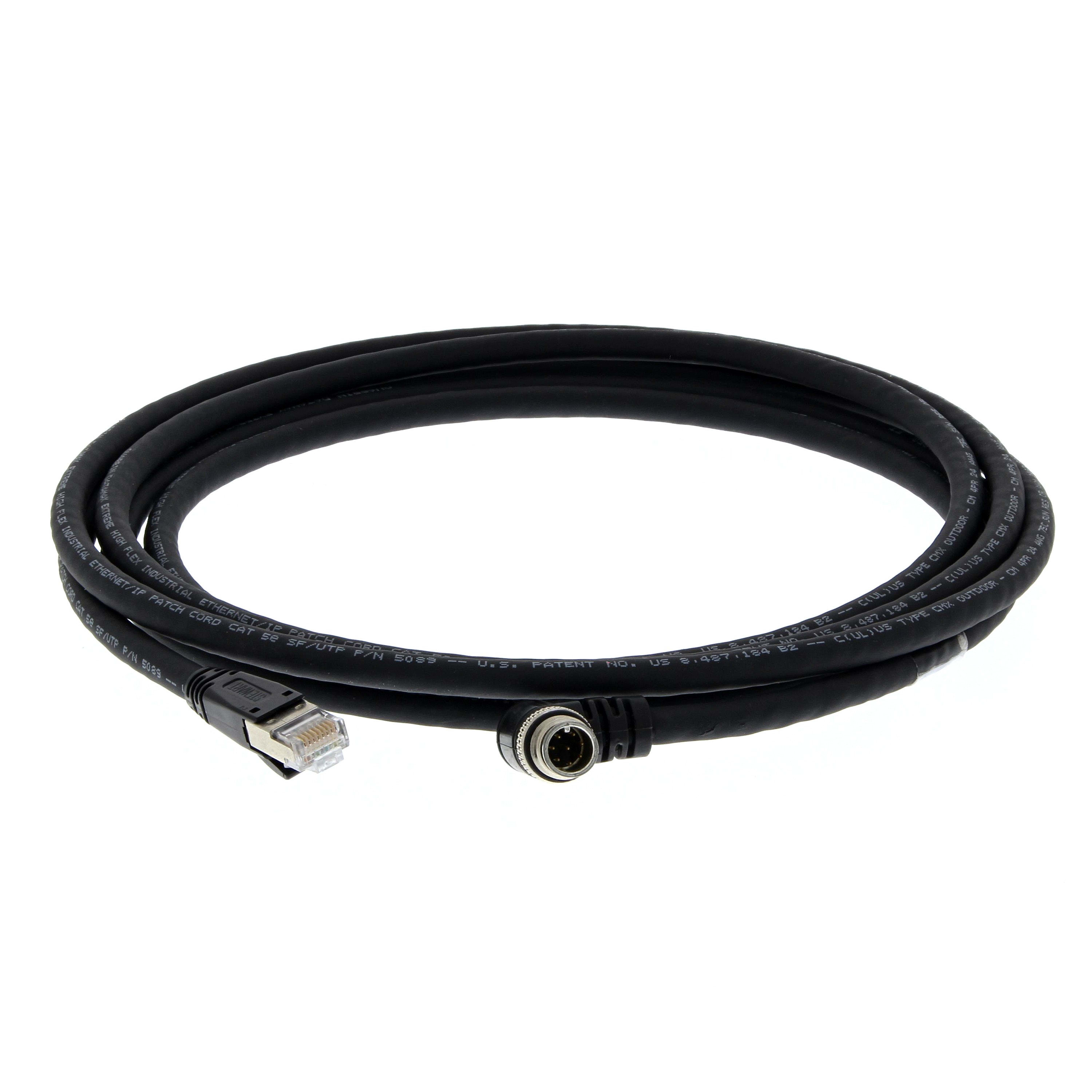 Omron - Cordon QX, hôte, Ethernet, connecteur 8 broches M12 (à visser) vers RJ45, 3 m, a