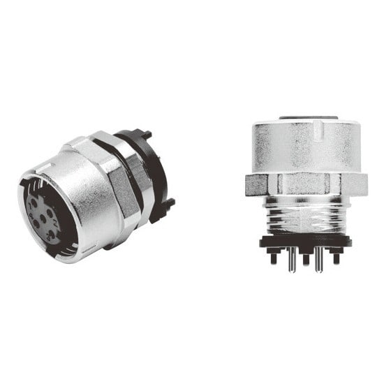 Omron - SmartClick M12 socket connector, 4-pole, panel-mount, rear-locking, DI