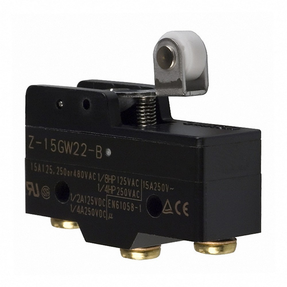 Omron - Standard, levier court à galet, action rapide, 1 inverseur, 15 A, bornes à visse