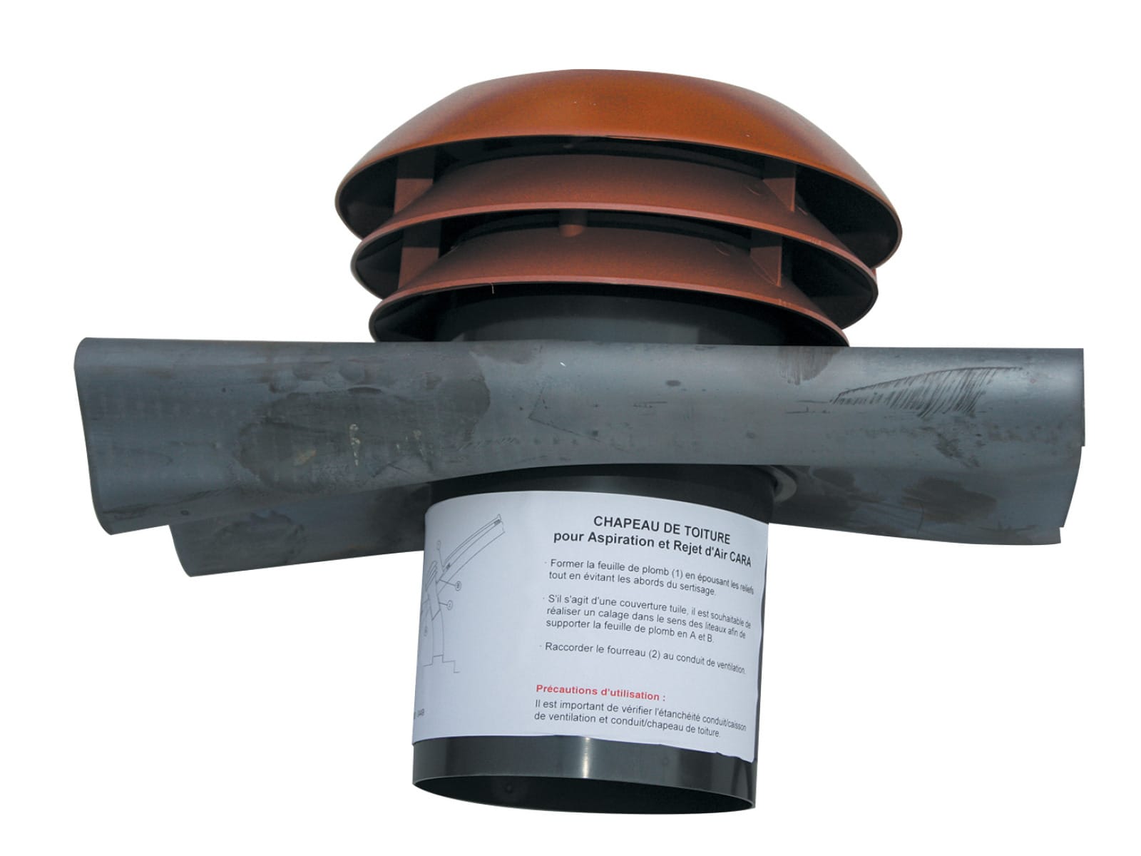 Atlantic - Ent/sort air toiture rouge diam 125mm